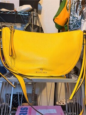 Michael Kors Camden Leather Sunflower convertible crossbody bag